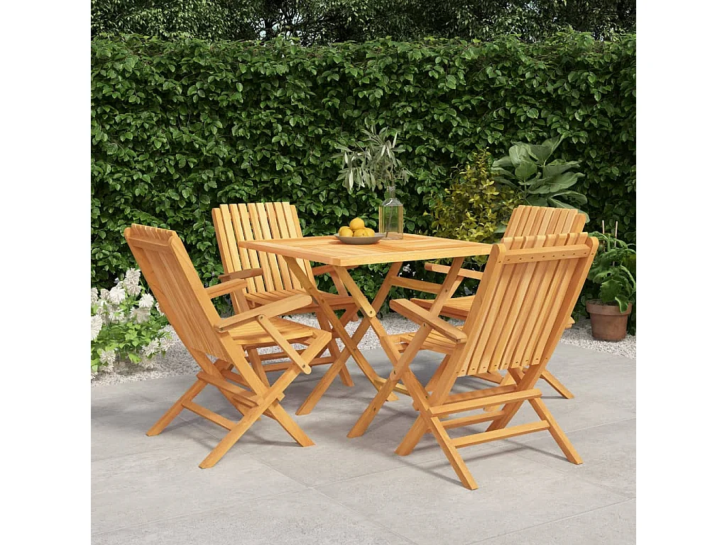 Ensemble à manger de jardin 5 pcs Bois de teck massif