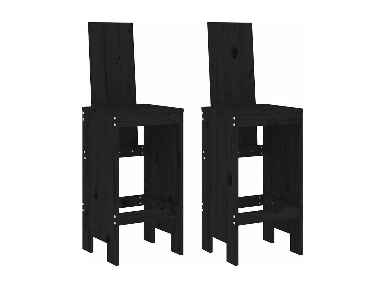 Ensemble de bar de jardin 3 pcs noir bois de pin massif