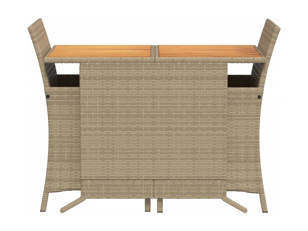 Ensemble de bistro 3 pcs avec coussins beige résine tressée