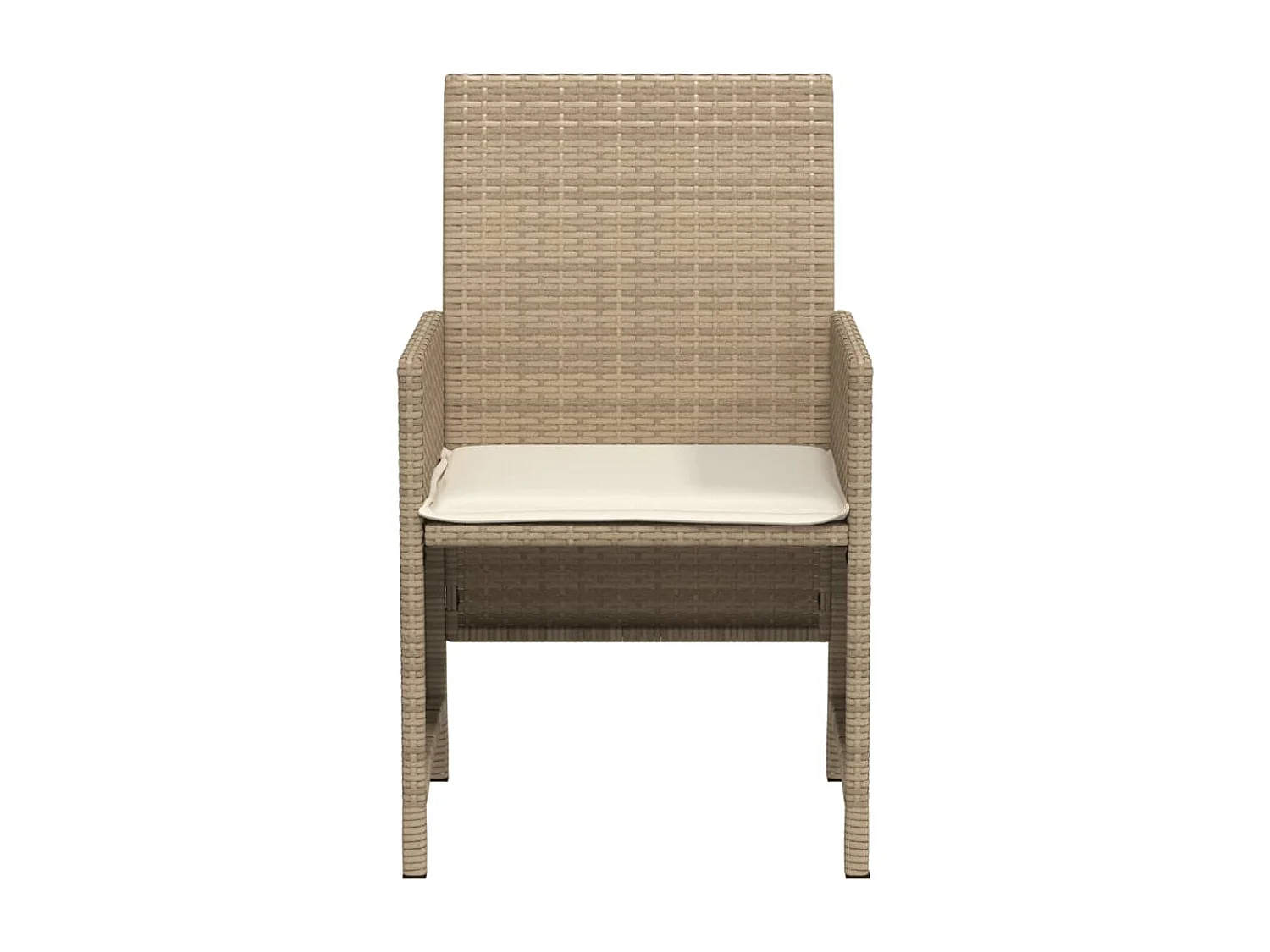 Ensemble de bistro 3 pcs avec coussins beige résine tressée