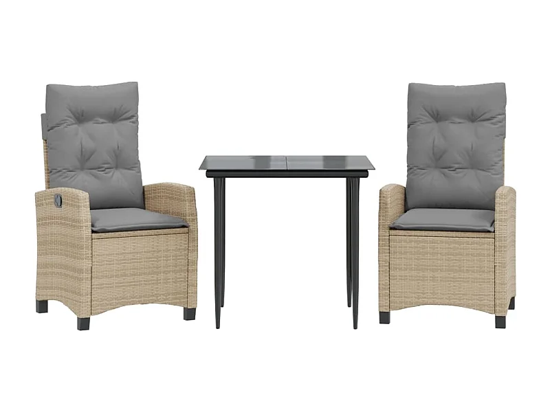 Ensemble à manger de jardin et coussins 3 pcs mélange beige