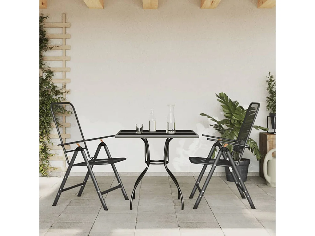 Ensemble à manger de jardin 3 pcs anthracite métal maille
