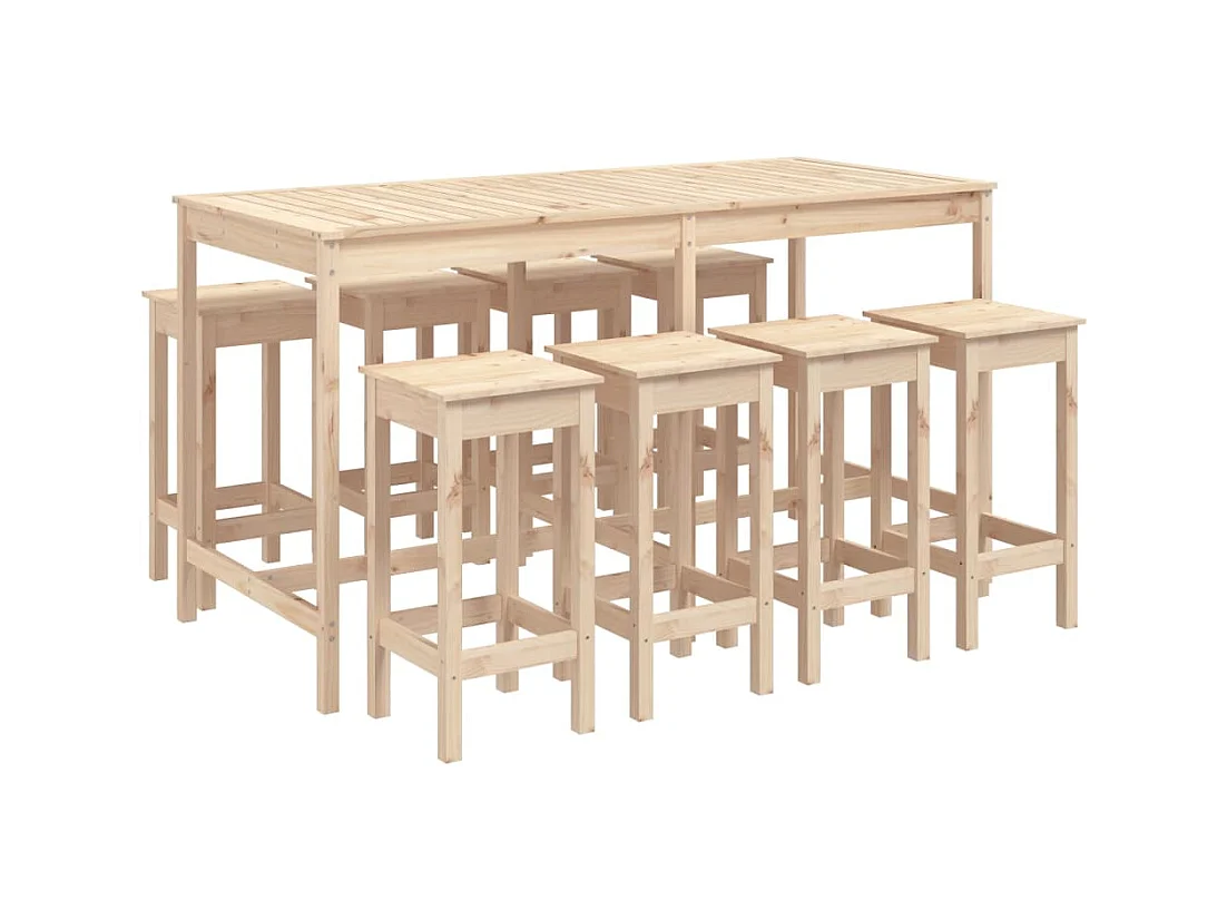 Ensemble de bar de jardin 9 pcs Bois de pin massif