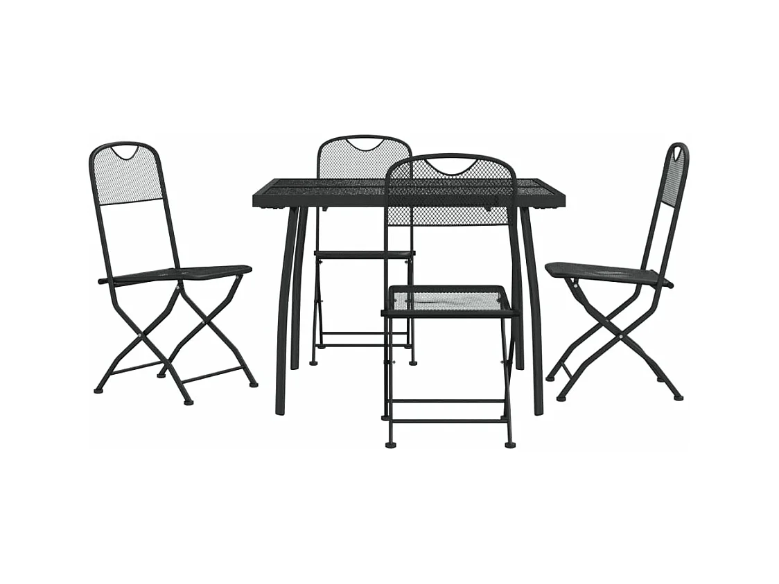 Ensemble à manger de jardin 5 pcs anthracite métal maille