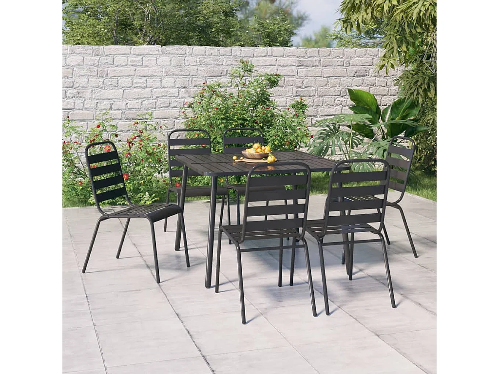 Ensemble à manger de jardin 7 pcs anthracite acier
