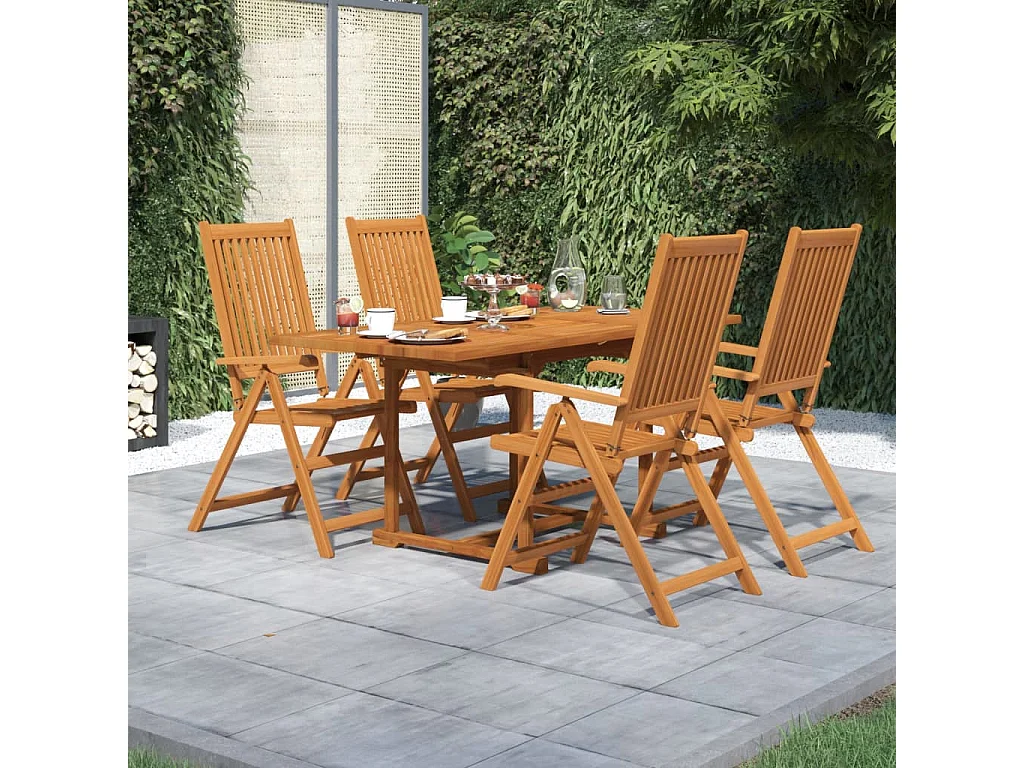 Ensemble de salle à manger de jardin 5 pcs Bois d'acacia massif 2