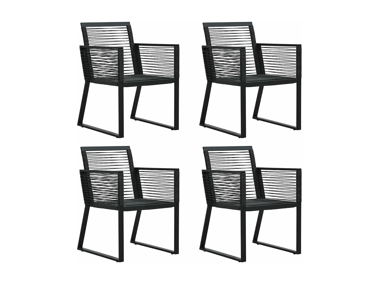Ensemble à manger de jardin 5 pcs Noir Rotin PVC