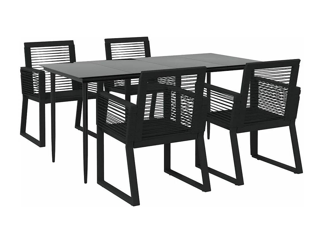 Ensemble à manger de jardin 5 pcs Noir Rotin PVC