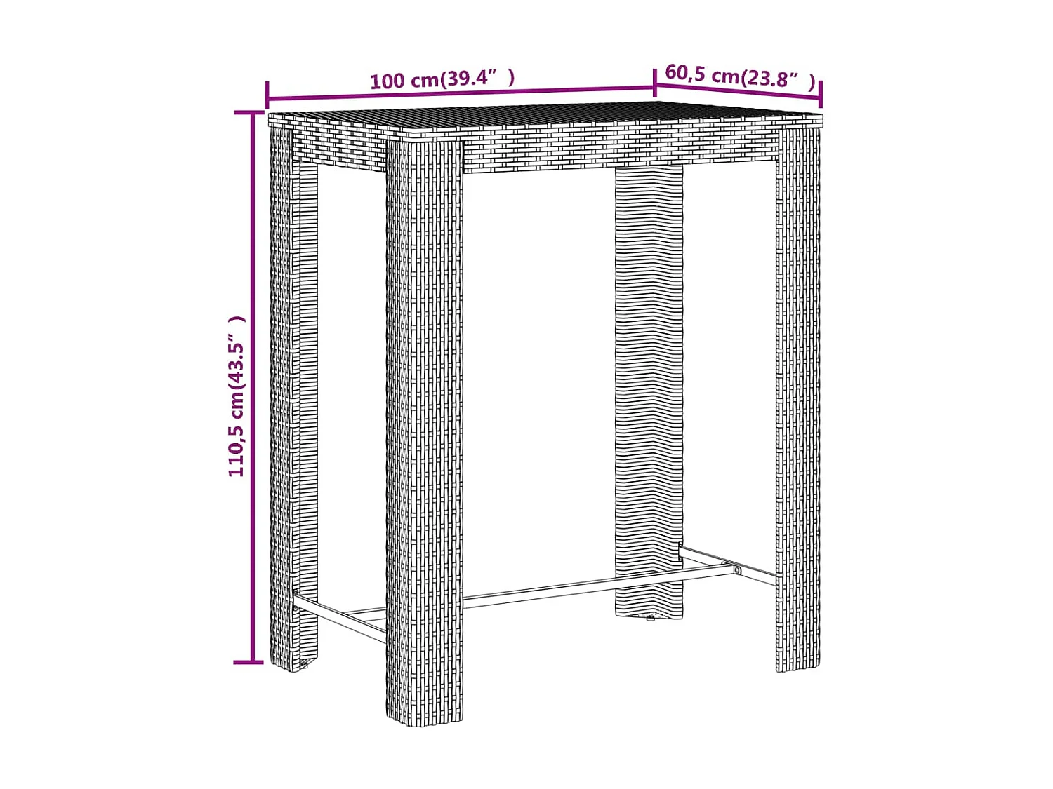 Ensemble de bar jardin 5 pcs gris poly rotin-bois massif acacia