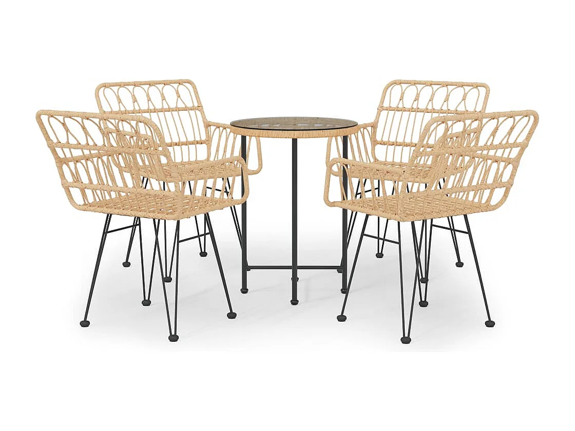 Ensemble à manger de jardin 5pcs Résine tressée