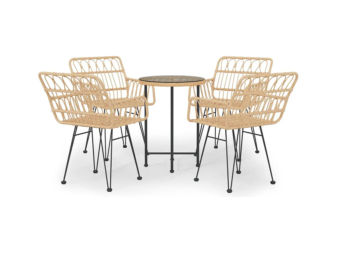 Ensemble à manger de jardin 5pcs Résine tressée
