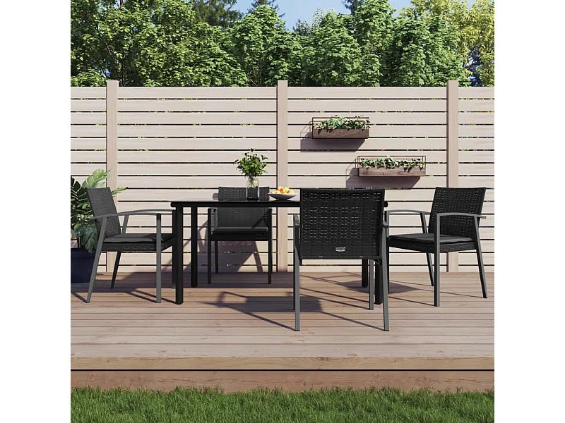 Ensemble à manger de jardin 5 pcs coussins résine tressée acier