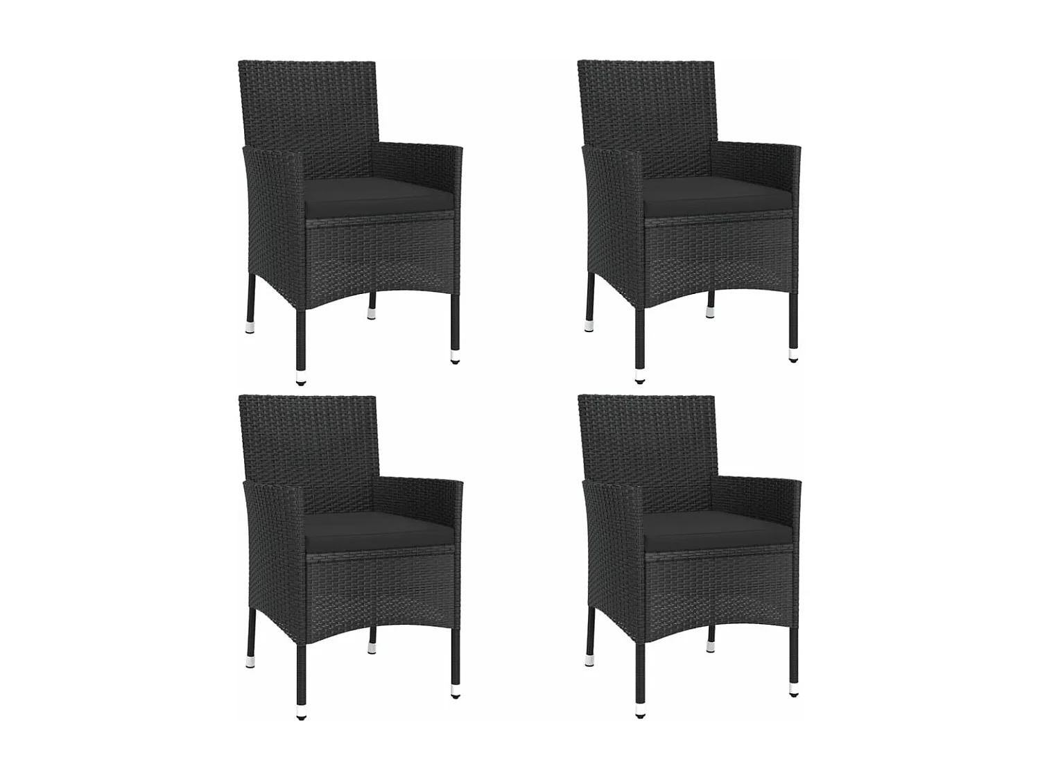 Ensemble à manger de jardin coussins 5pcs Noir Résine tressée