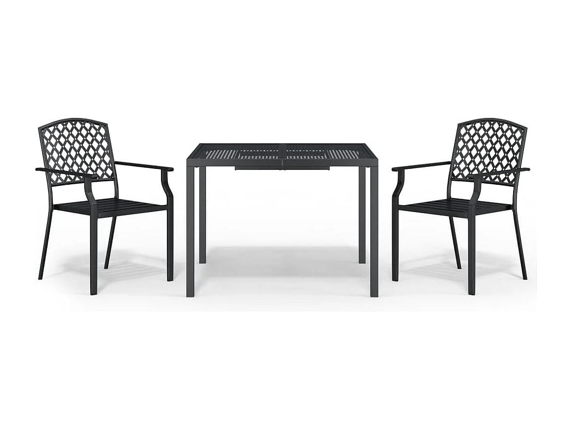 3-delige Tuinset staal antracietkleurig