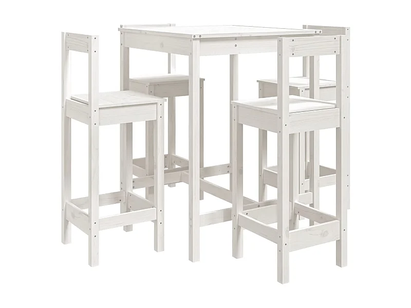 Ensemble de bar de jardin 5 pcs blanc bois massif de pin