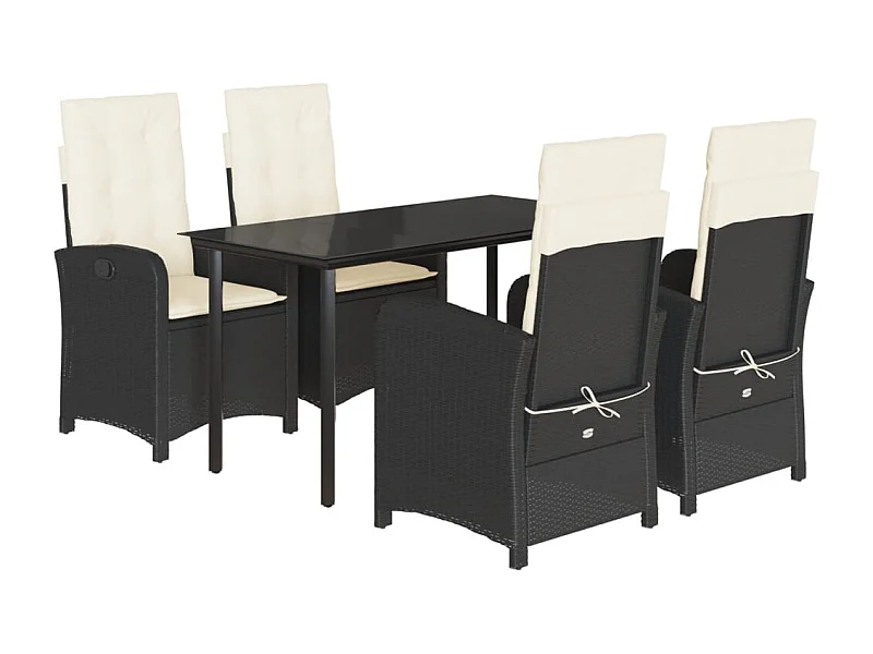 Ensemble à manger de jardin coussins 5pcs Noir Résine tressée