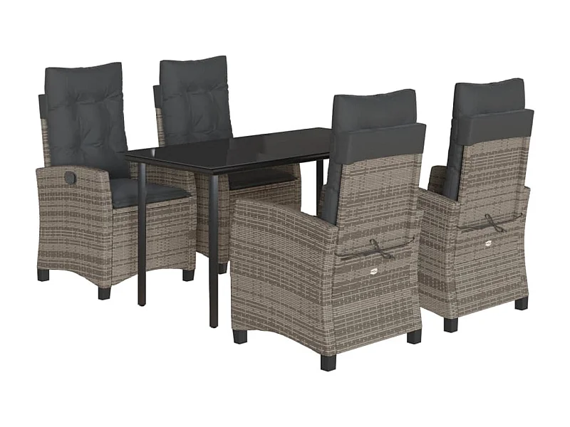 Ensemble à manger de jardin 5 pcs coussins gris résine tressée