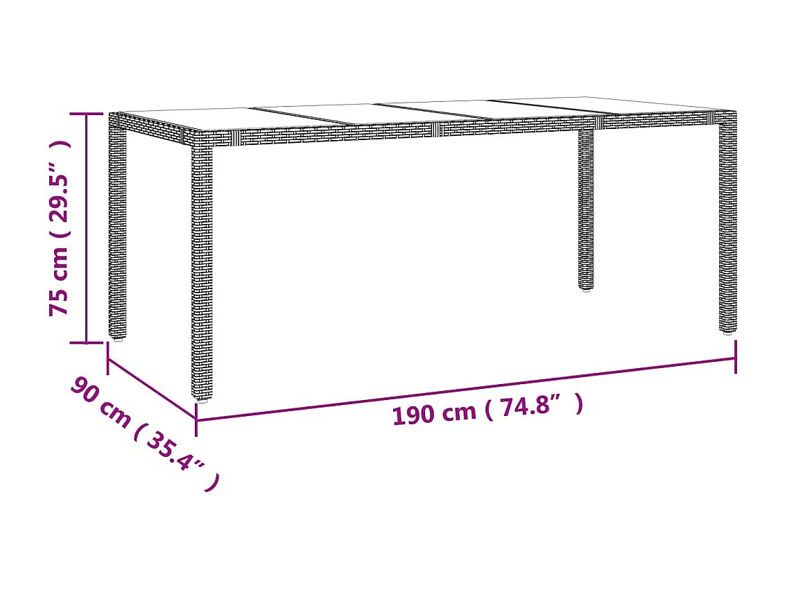Ensemble à manger de jardin 9pcs coussins noir résine tressée