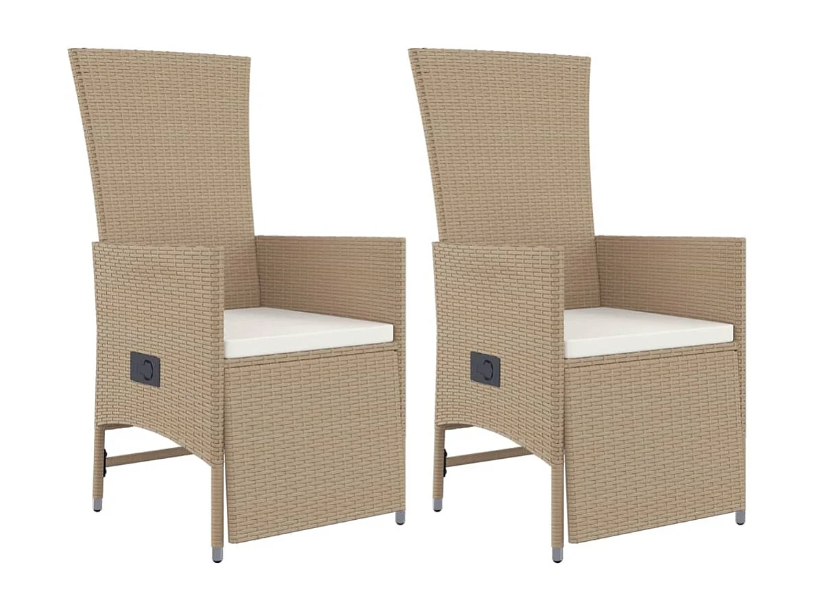 Ensemble à manger de jardin et coussins 3 pcs Beige poly rotin