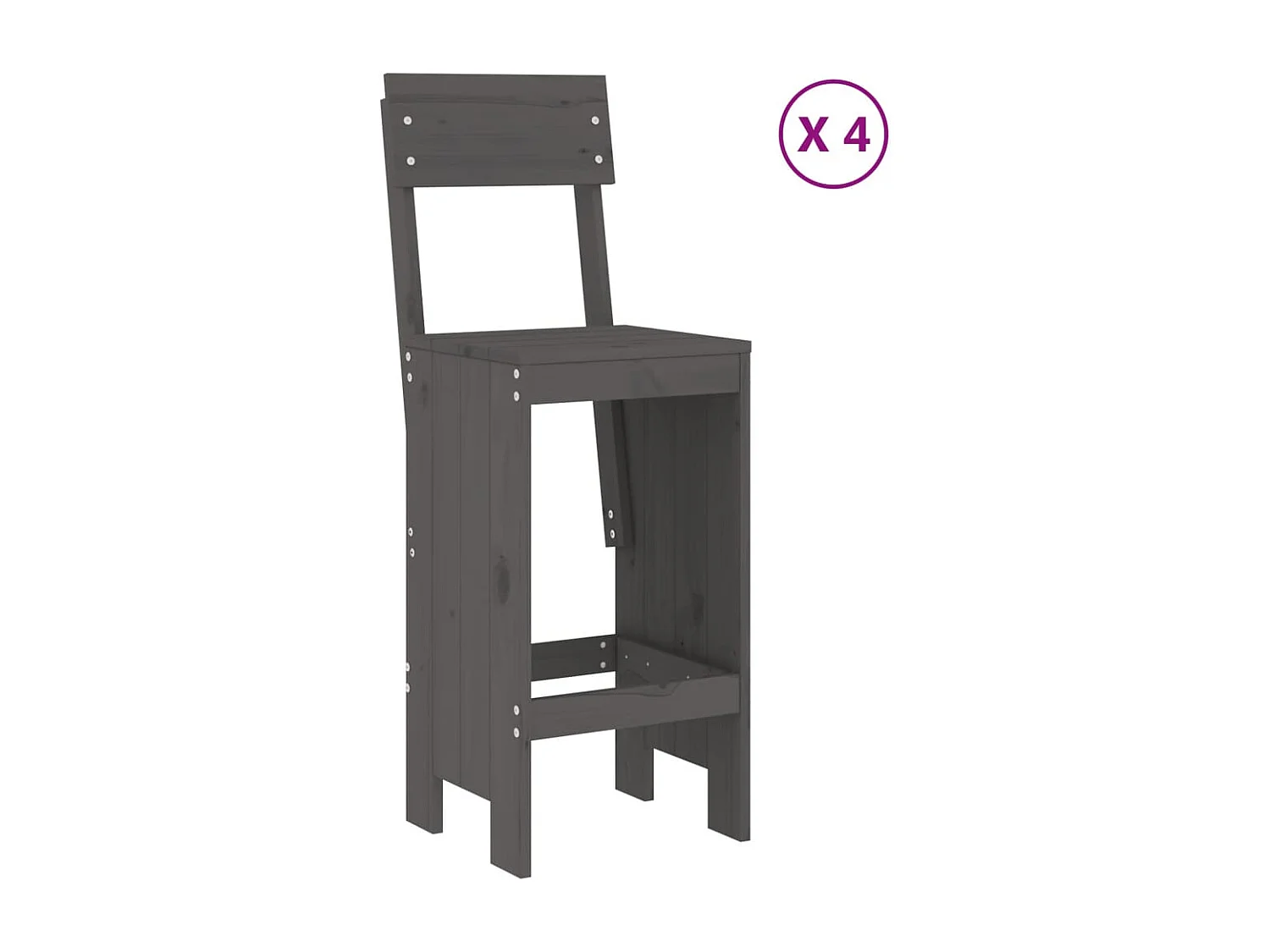 Ensemble de bar de jardin 5 pcs gris bois de pin massif