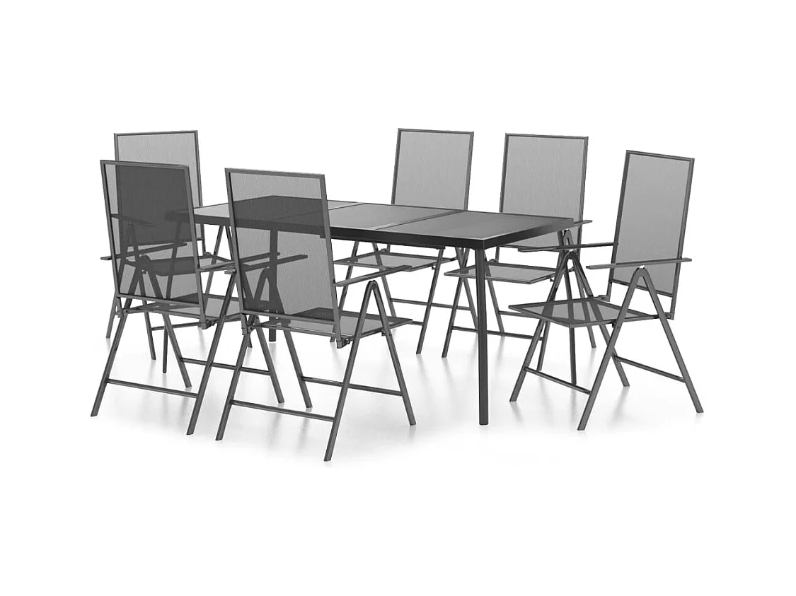 Ensemble à manger de jardin 7 pcs anthracite acier