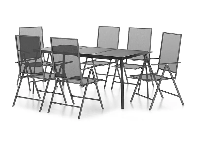 Ensemble à manger de jardin 7 pcs anthracite acier