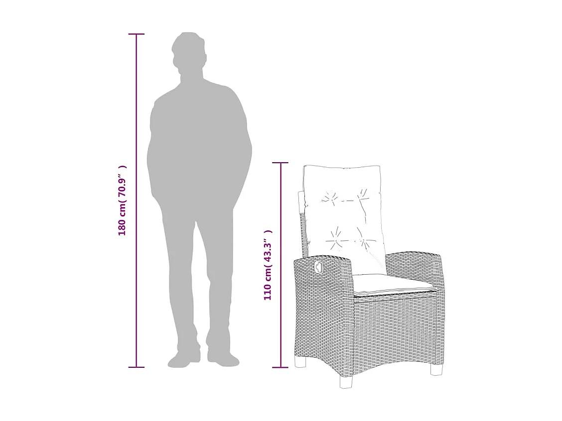 Ensemble à manger de jardin et coussins 7 pcs gris clair rotin