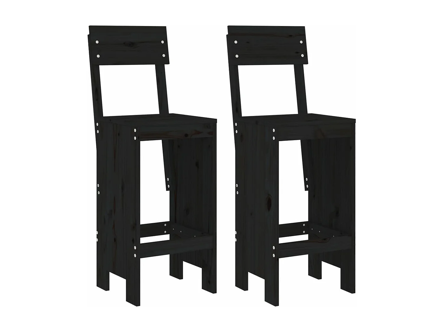 Ensemble de bar de jardin 3 pcs noir bois de pin massif