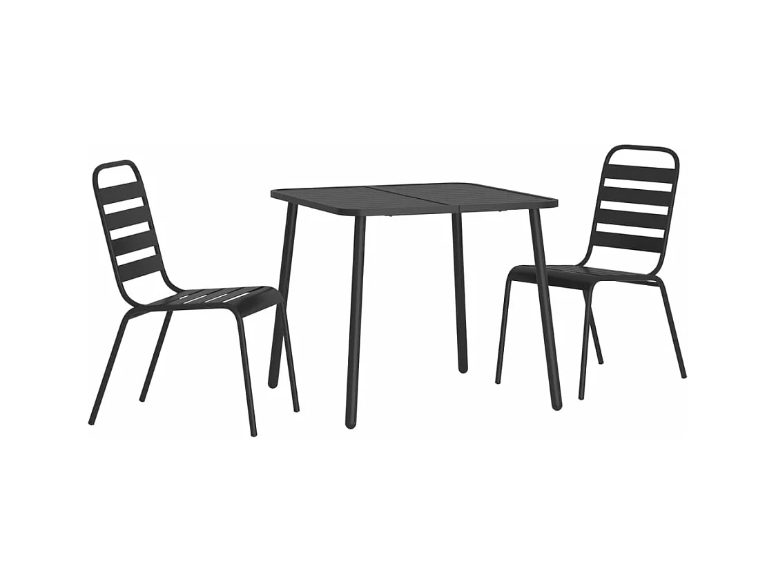 Ensemble à manger de jardin 3 pcs anthracite acier