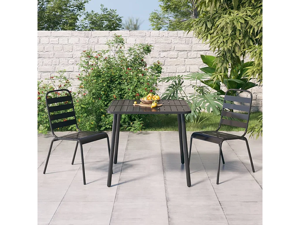 Ensemble à manger de jardin 3 pcs anthracite acier