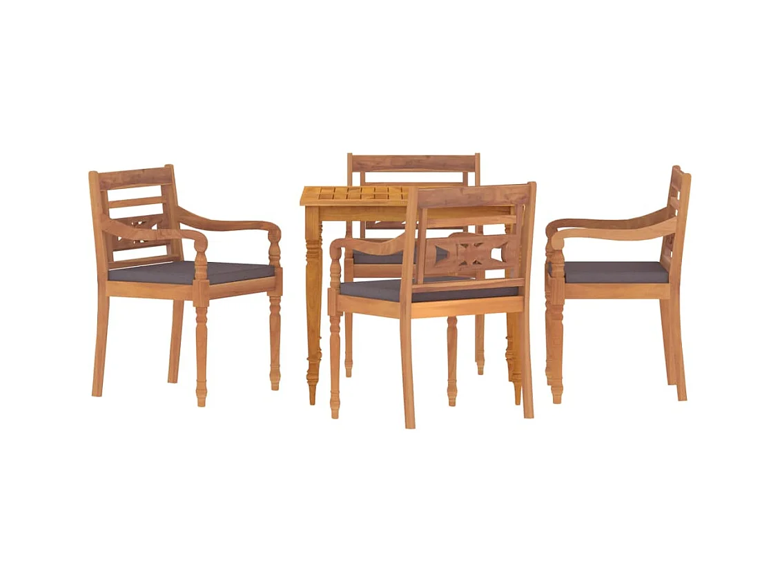 Ensemble à manger de jardin avec coussins gris foncé 5 pcs