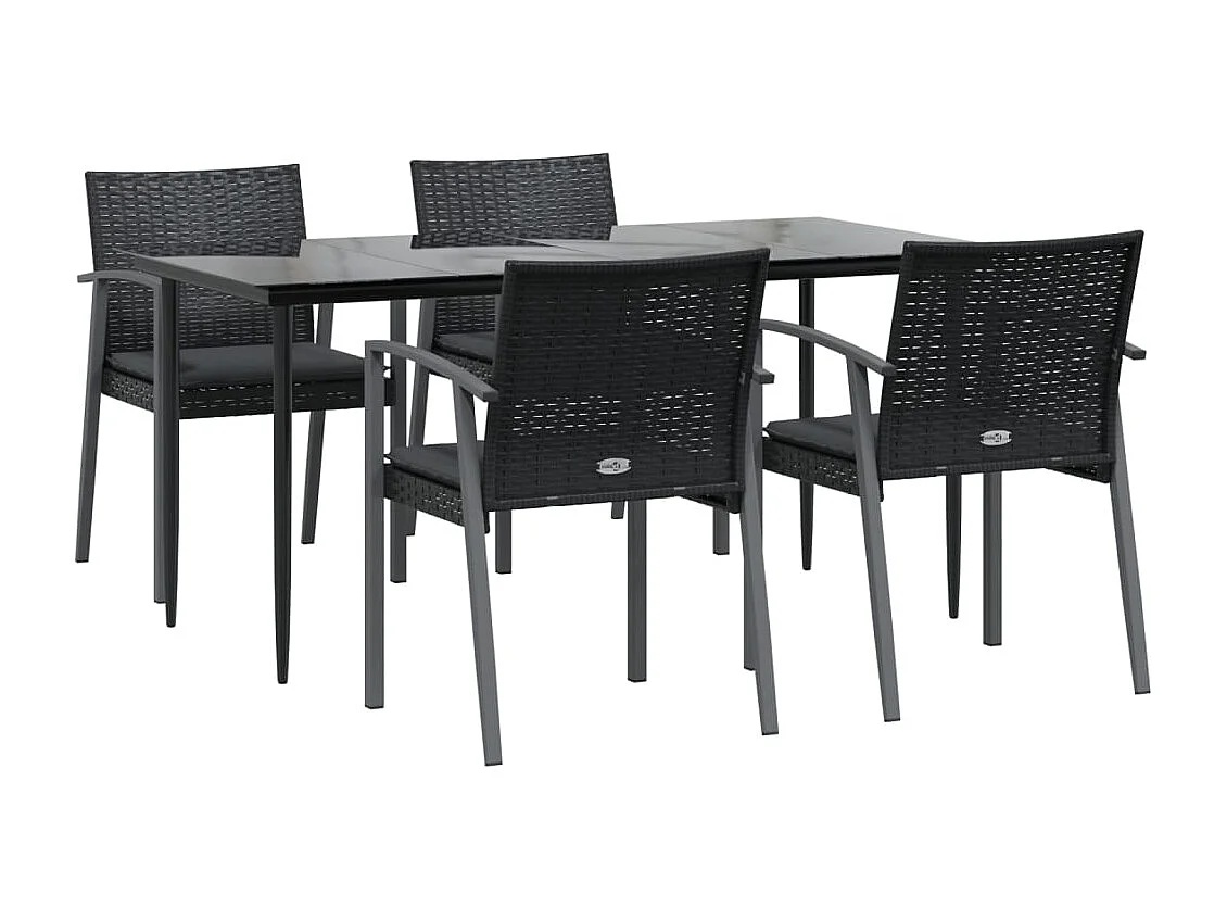 Ensemble à manger de jardin 5 pcs coussins résine tressée acier