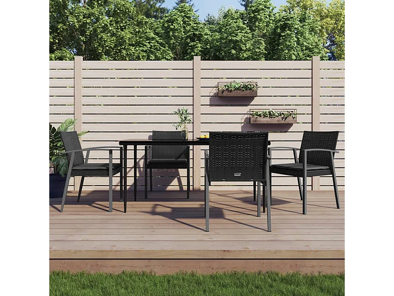 Ensemble à manger de jardin 5 pcs coussins résine tressée acier