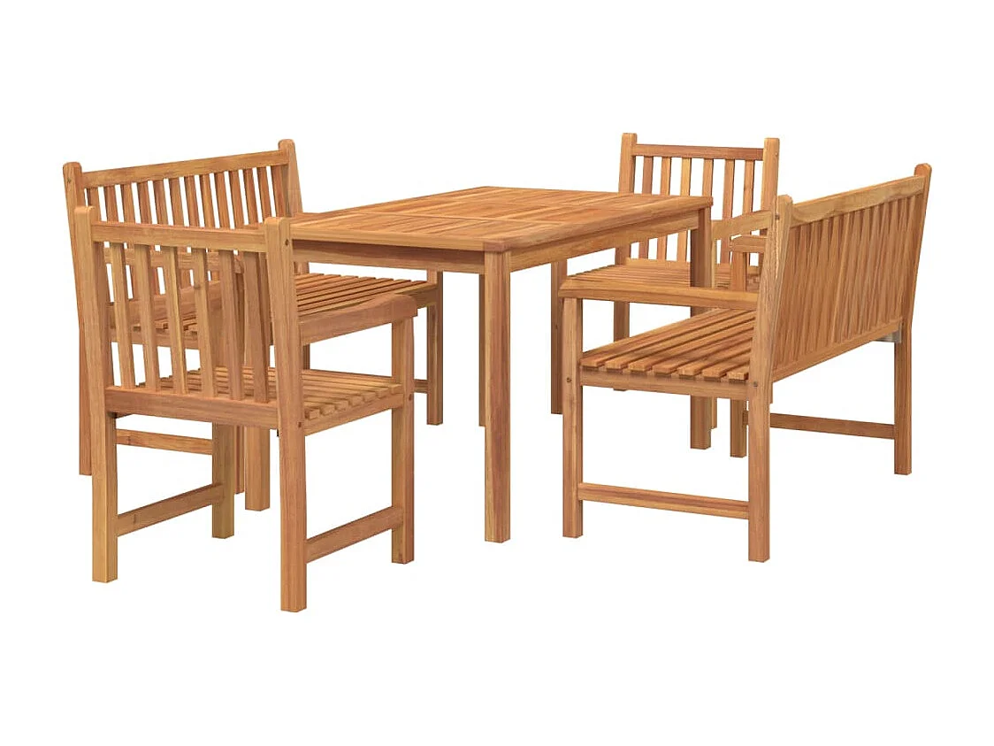 Ensemble à manger de jardin 5pcs Bois de teck massif