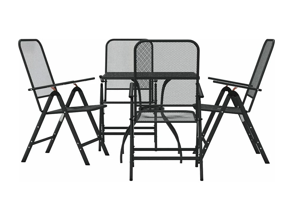 Ensemble à manger de jardin 5 pcs anthracite métal maille
