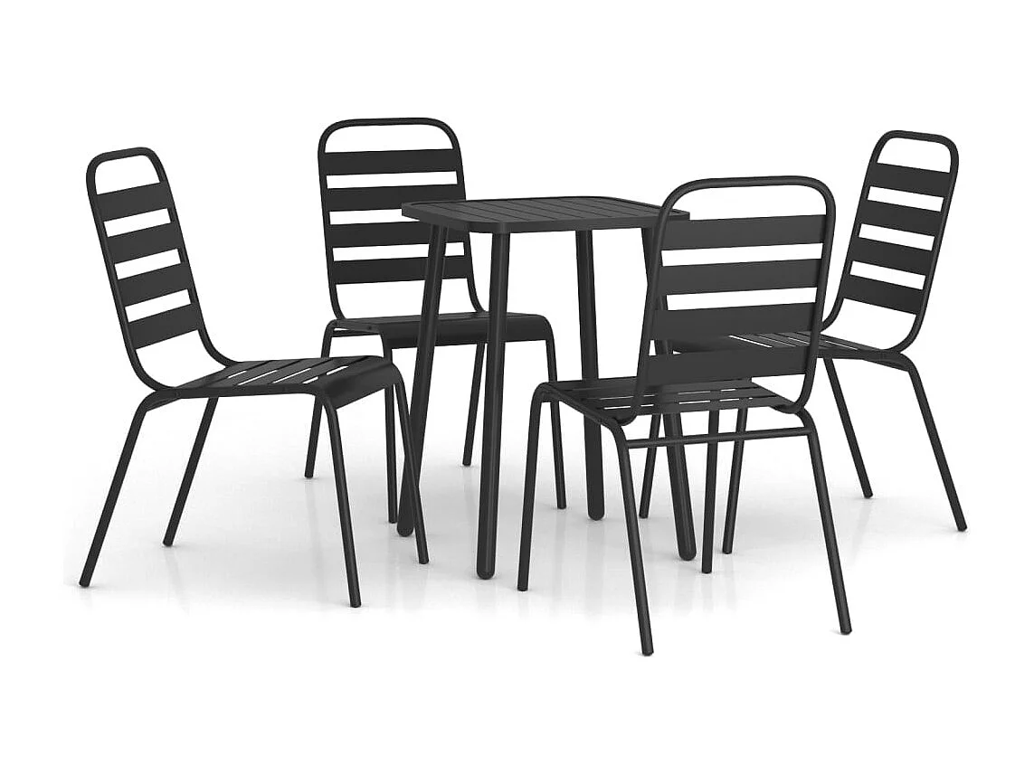 Ensemble à manger de jardin 5 pcs anthracite acier