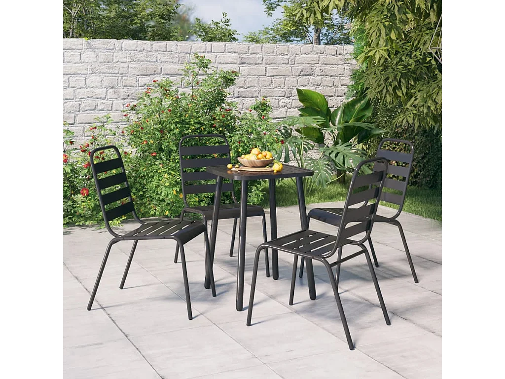 Ensemble à manger de jardin 5 pcs anthracite acier