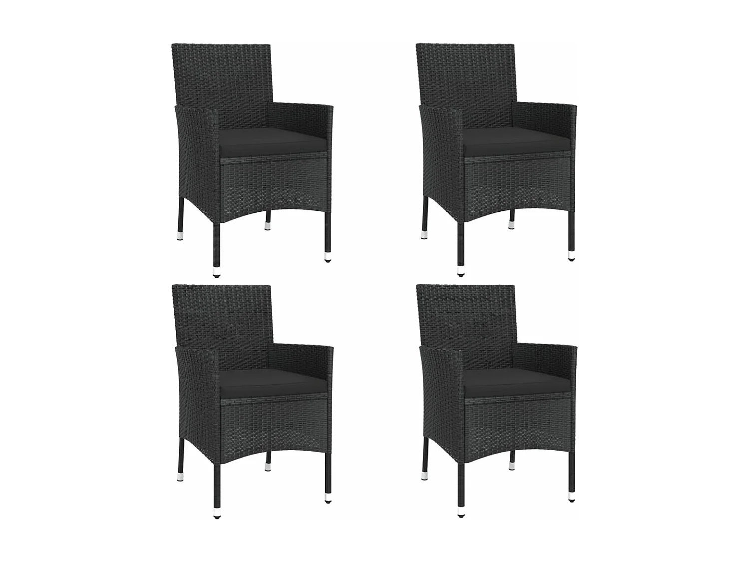 Ensemble de bistro de jardin 5 pcs coussins noir poly rotin