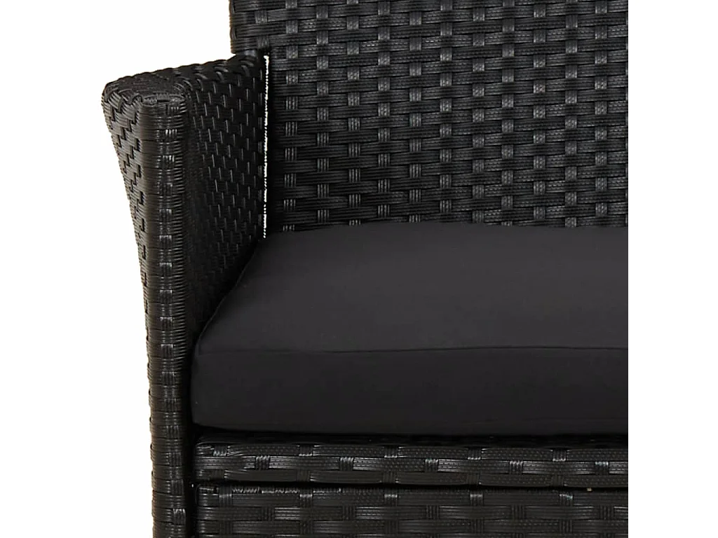 Ensemble de bistro de jardin 5 pcs coussins noir poly rotin