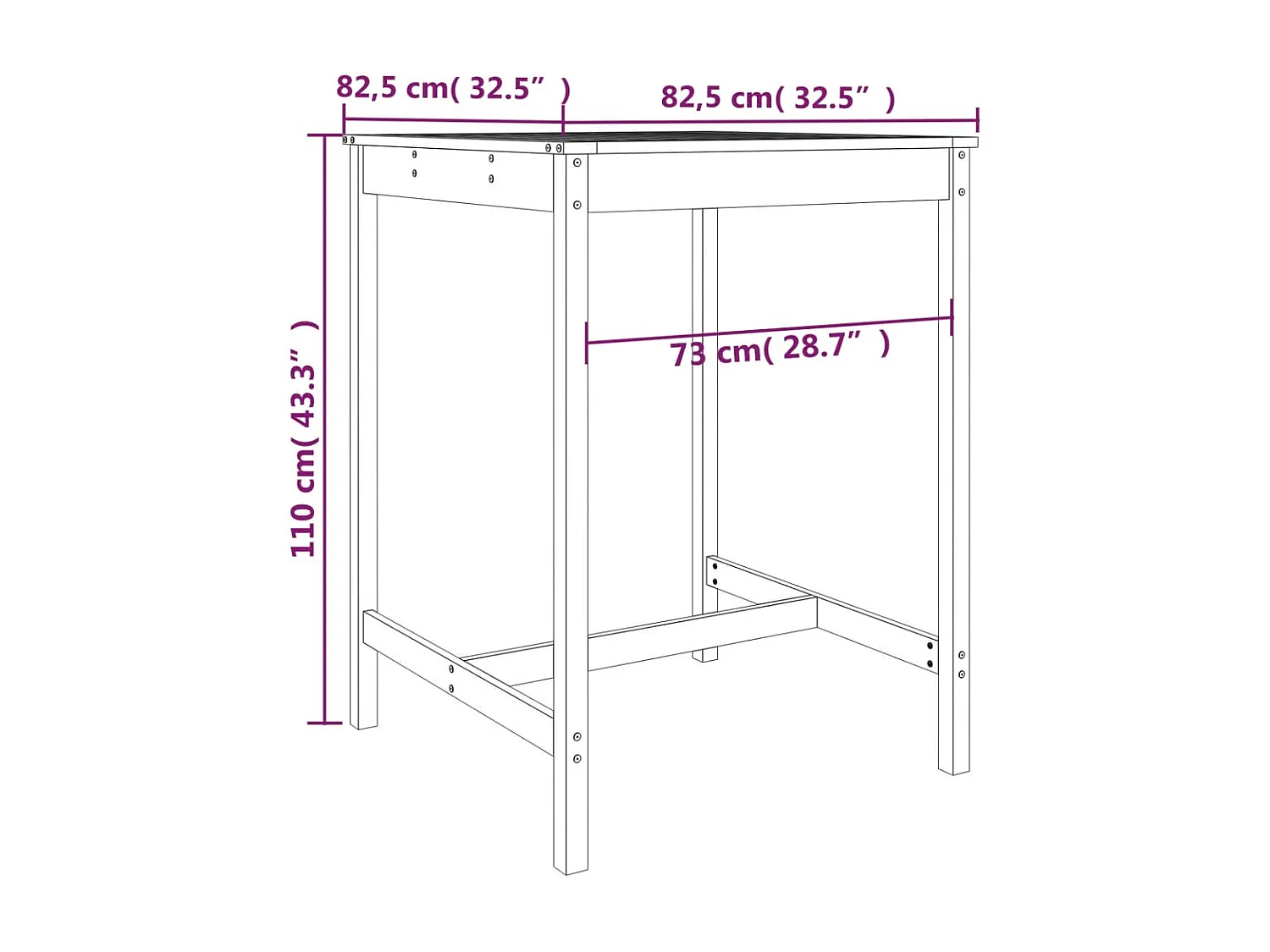 Ensemble de bar de jardin 3 pcs gris bois de pin massif