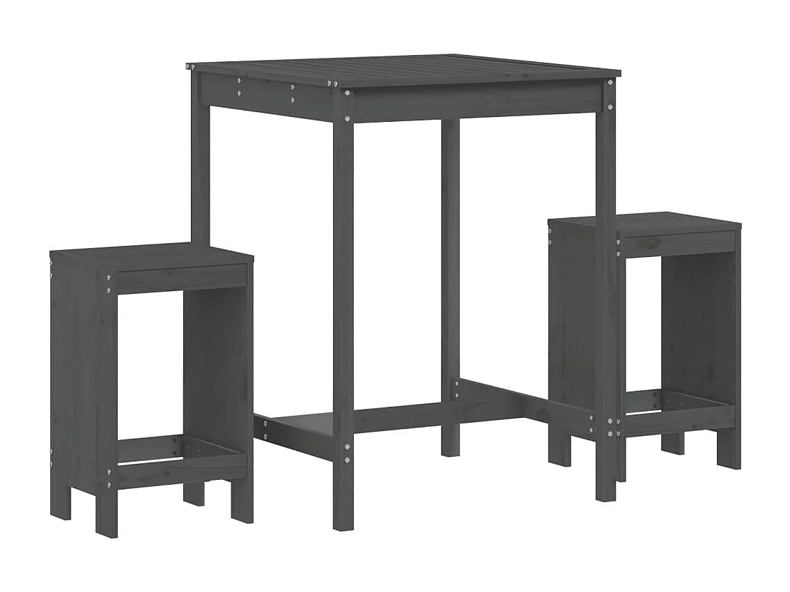 Ensemble de bar de jardin 3 pcs gris bois de pin massif