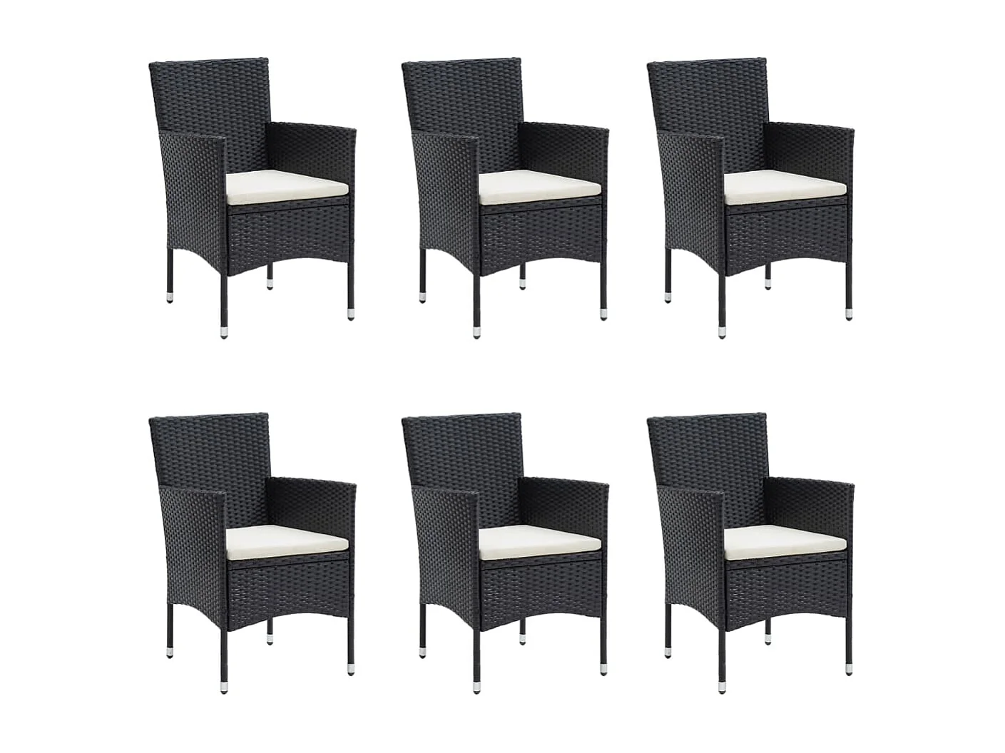 Ensemble à manger de jardin avec coussins 7 pcs Noir