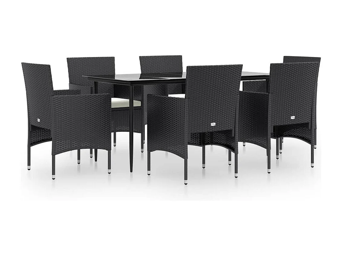 Ensemble à manger de jardin avec coussins 7 pcs Noir