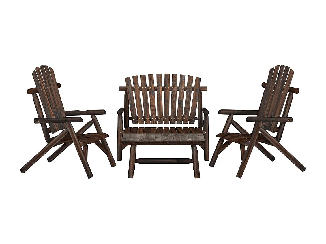 Ensemble de salon de jardin 4 pcs bois massif d'épicéa