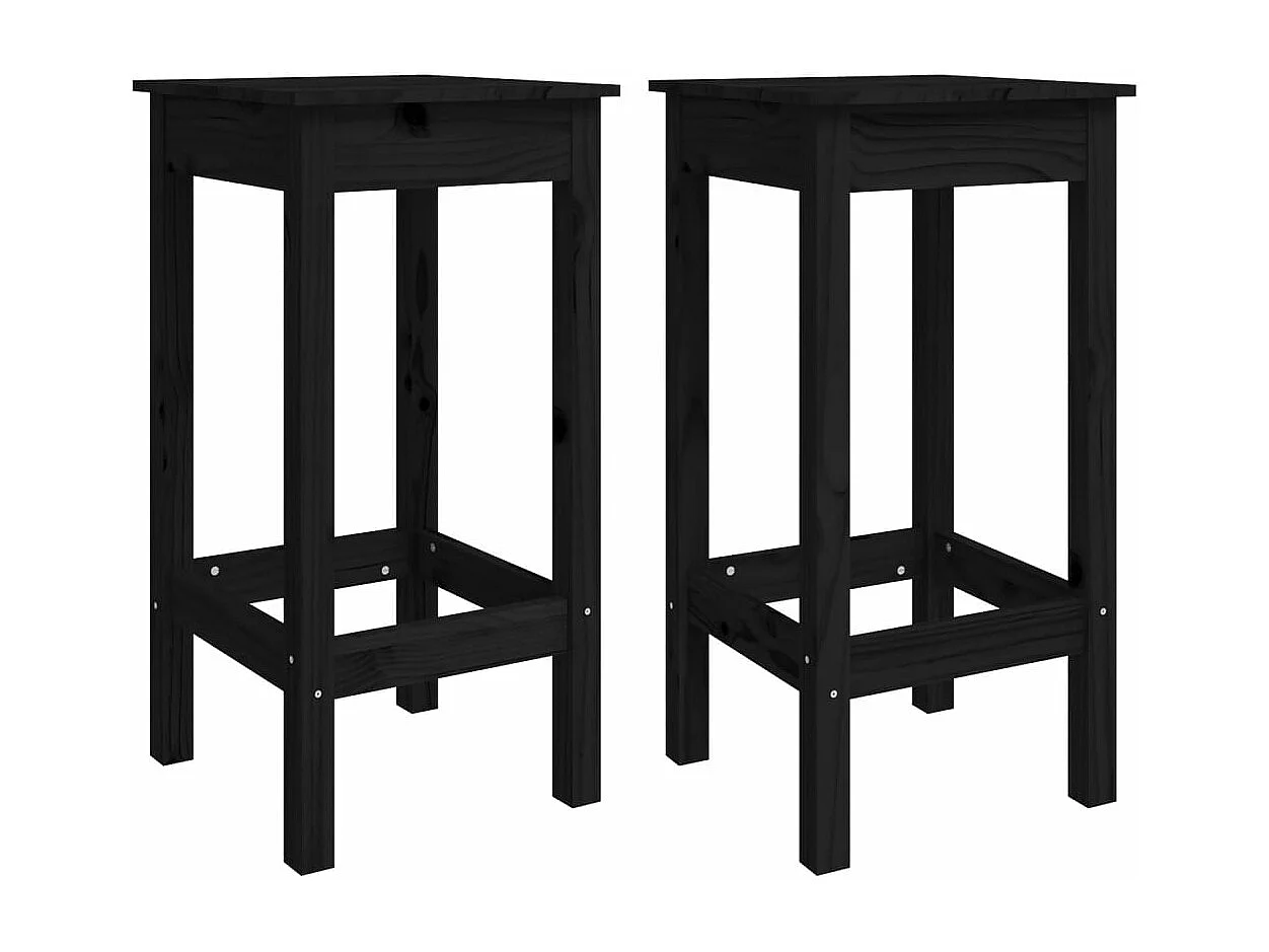 Ensemble de bar de jardin 3 pcs noir bois de pin massif
