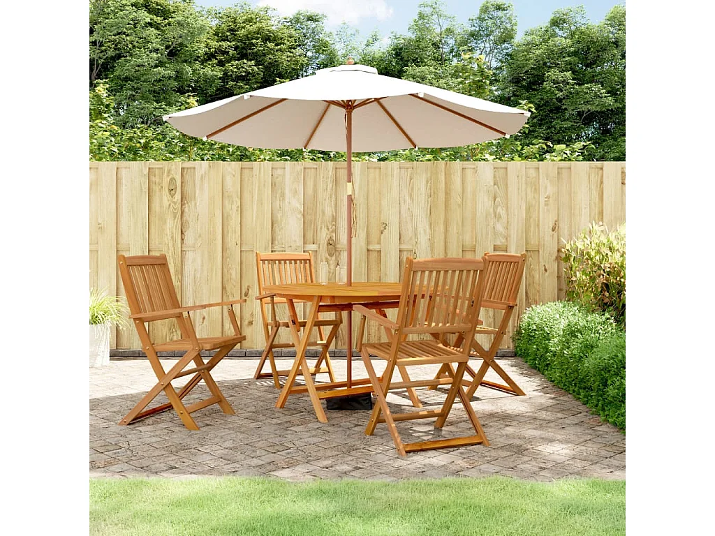 Ensemble de salle à manger de jardin 5 pcs bois d'acacia solide