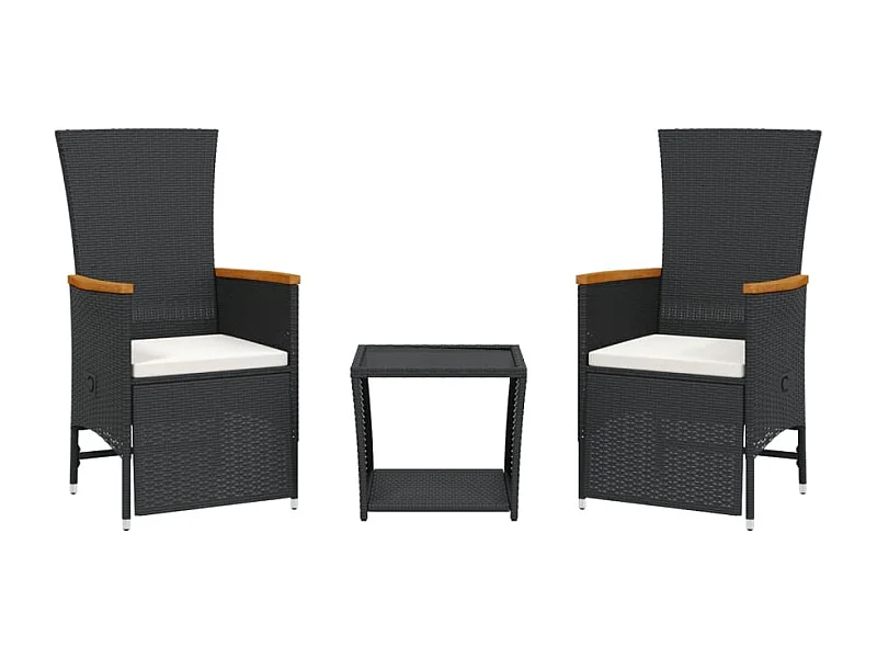 Ensemble à manger de jardin avec coussins 3 pcs Noir