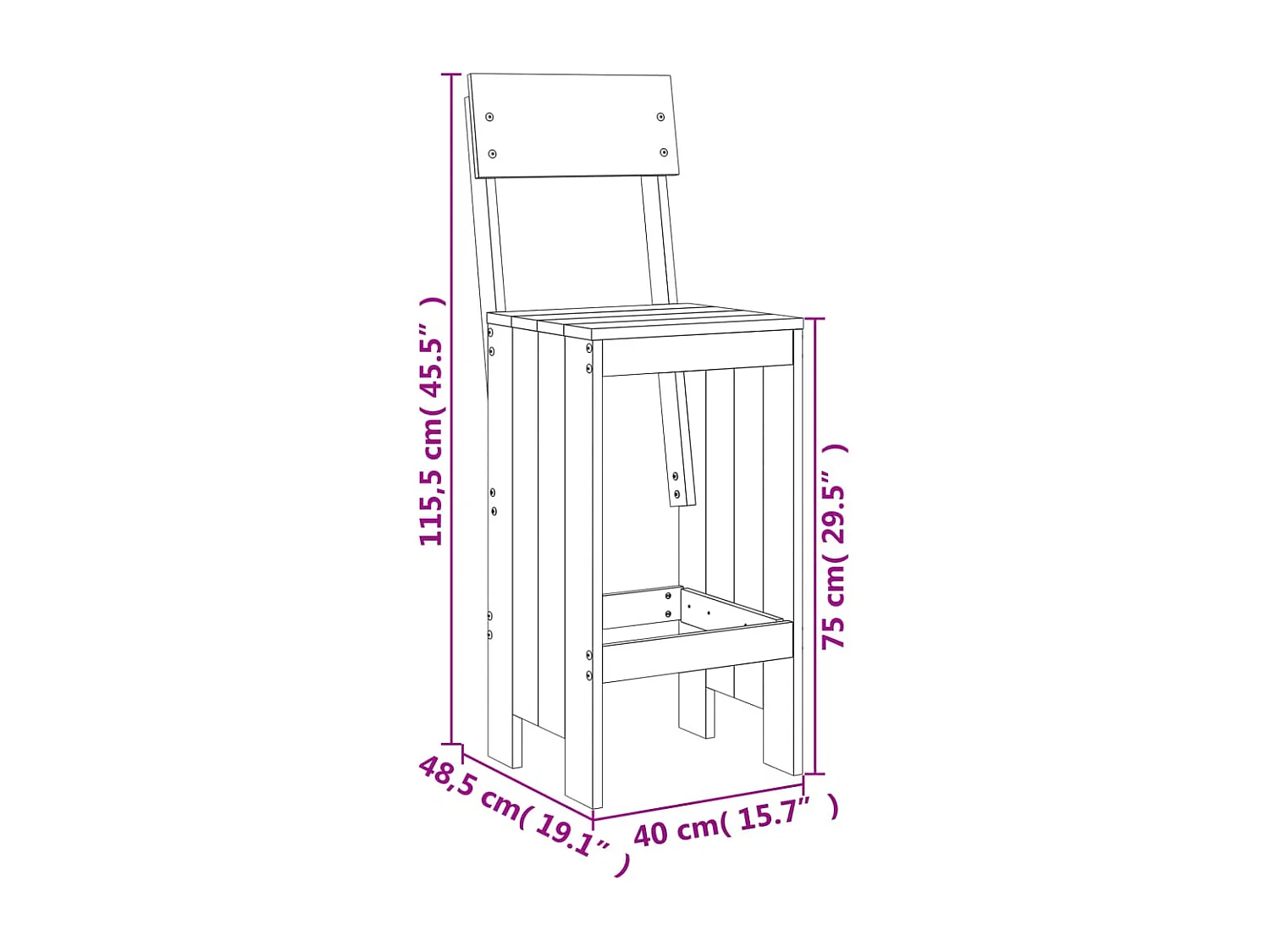 Ensemble de bar de jardin 5 pcs bois massif de Douglas