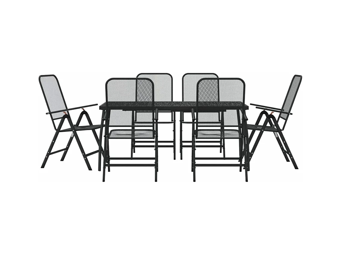 Ensemble à manger de jardin 7 pcs anthracite métal maille