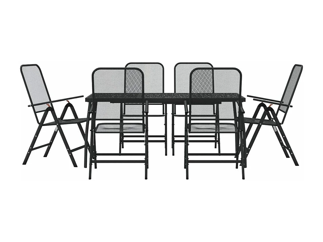 Ensemble à manger de jardin 7 pcs anthracite métal maille